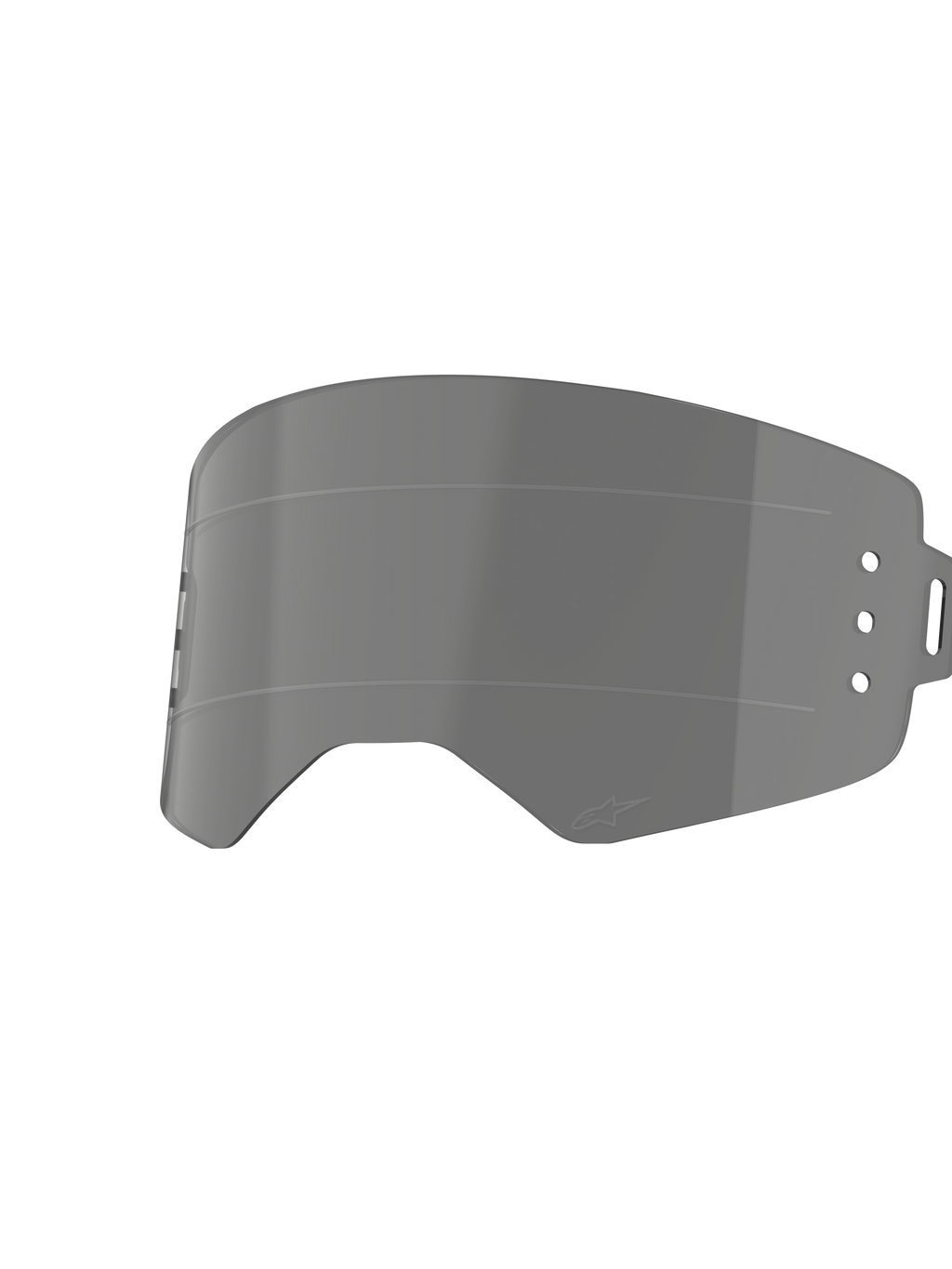 Lentille Alpinestars Supertech Wide Vision Roll-Off, lentille de rechange pour masque de motocross, teinte fumée, avec lignes de glissement horizontales et points de fixation pour le système roll-off, conception en polycarbonate transparent résistant aux chocs