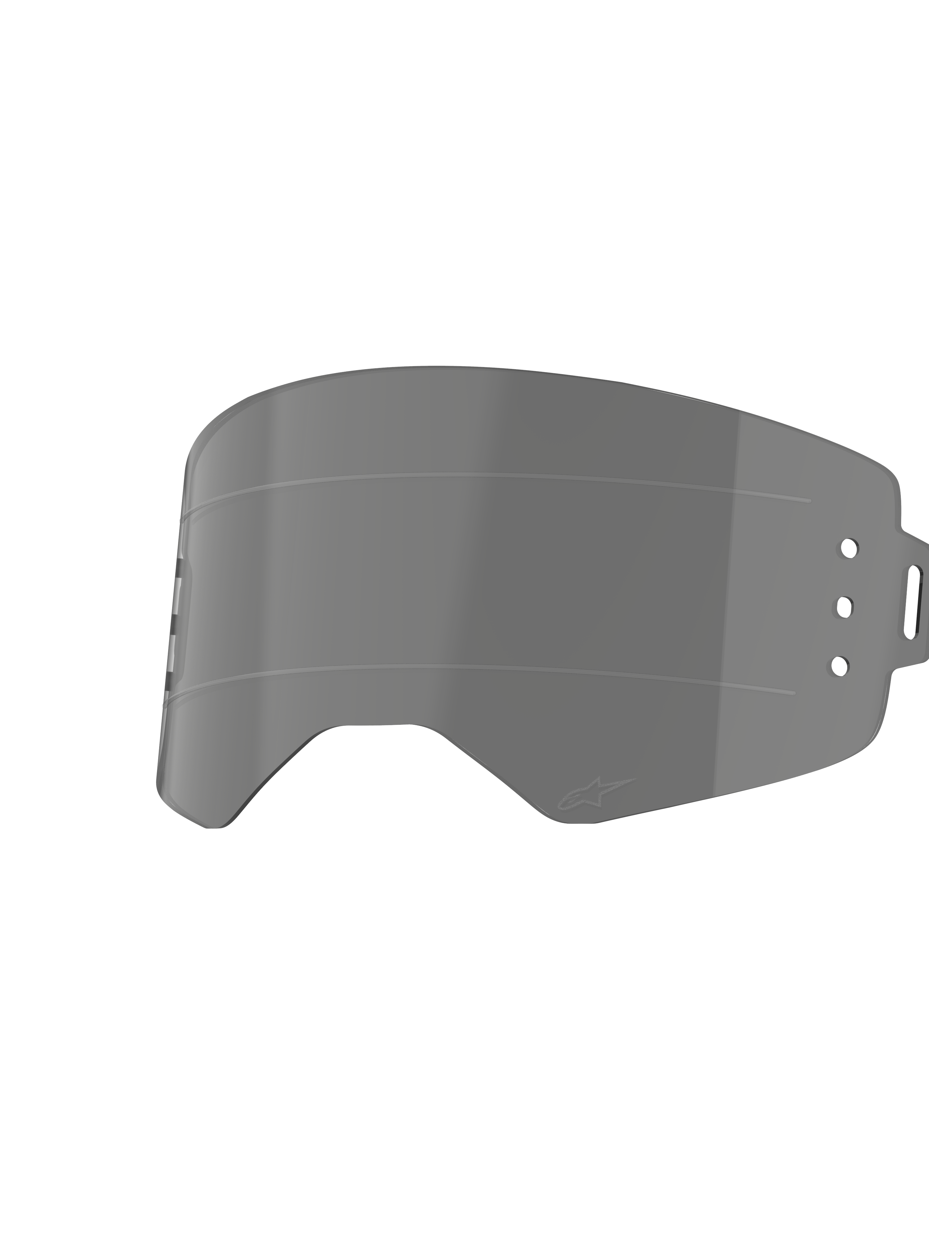 Lentille Alpinestars Supertech Wide Vision Roll-Off, lentille de rechange pour masque de motocross, teinte fumée, avec lignes de glissement horizontales et points de fixation pour le système roll-off, conception en polycarbonate transparent résistant aux chocs