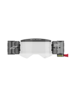 Alpinestars Supertech Roll Off Kit Wide Vision, accessoire pour masque de motocross, écran injecté transparent avec boîtiers roll-off fumés intégrés, inscription 'ONE GOAL. ONE VISION.' sur la visière anti-boue et bouton de tirage rouge.