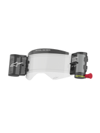Alpinestars Supertech Roll Off Kit Wide Vision, accessoire pour masque de motocross, écran transparent anti-buée avec système de film roll-off intégré, canisters noirs et languette rouge, marquage « ONE GOAL. ONE VISION. », polycarbonate haute résistance pour la course tout-terrain