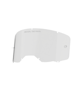 Lentille Alpinestars Vision 8-5-3, écran de masque transparent, avec supports de tear-off intégrés et sept encoches de verrouillage, texte « ONE GOAL. ONE VISION. » sur le bord supérieur, construction durable en polycarbonate pour lunettes de motocross