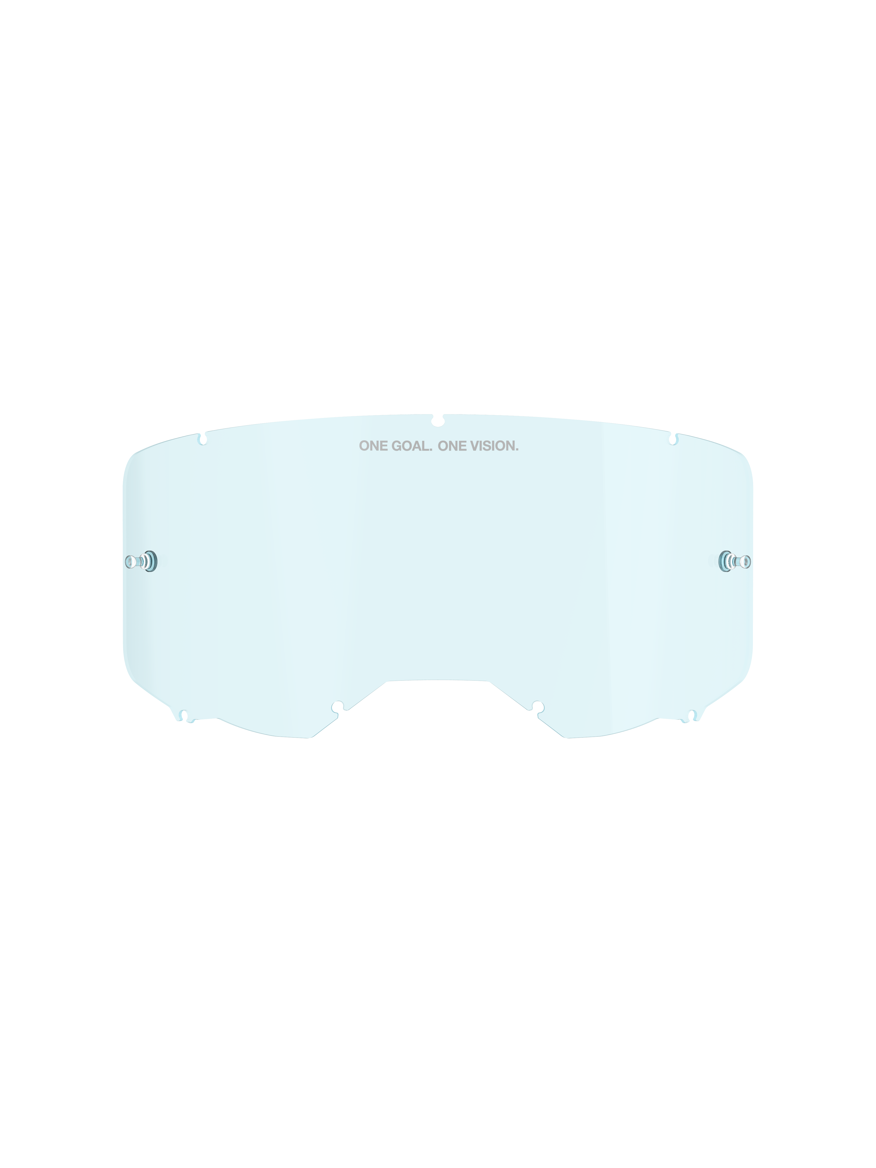 Alpinestars Vision 8-5-3 Smoke Lens, Goggle Replacement Lens, Light Blue semi-transparent tint, polycarbonate construction, curved design with ONE GOAL ONE VISION text, attachment points for tear-offs