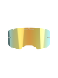 Lentille miroir Alpinestars Vision 8-5-3, accessoire pour lunettes de motocross, Mirror Gold, finition métallique réfléchissante avec le texte « ONE GOAL. ONE VISION. », supports de tear-off intégrés, système de verrouillage à sept trous clés, polycarbonate haute clarté pour la course tout-terrain