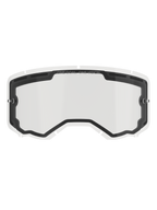 Lentille double Alpinestars Vision 8-5-3, écran de rechange transparent pour lunettes de motocross, avec joint intérieur noir et ports de ventilation supérieurs, ergots latéraux pour tear-offs, marquage « ONE GOAL ONE VISION » sur le bord supérieur, accessoire de course tout-terrain