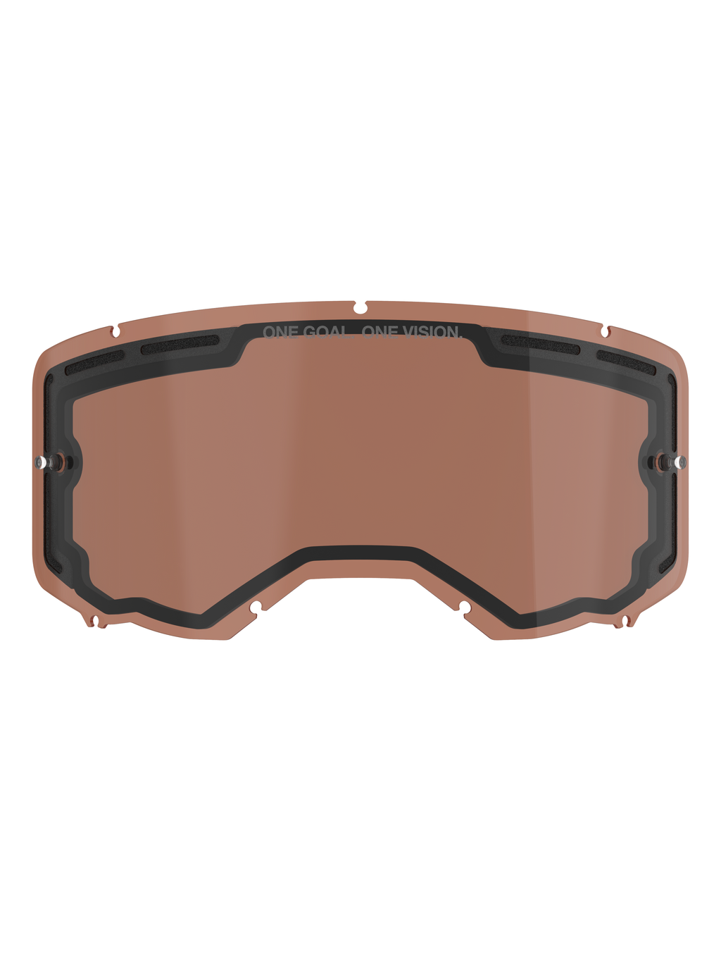 Alpinestars Vision 8-5-3 Dual Pane Vented Lens, écran de rechange teinté Copper Rose pour masque de motocross, doté de supports de tear-off intégrés, d'orifices de ventilation supérieurs et du marquage ONE GOAL ONE VISION.