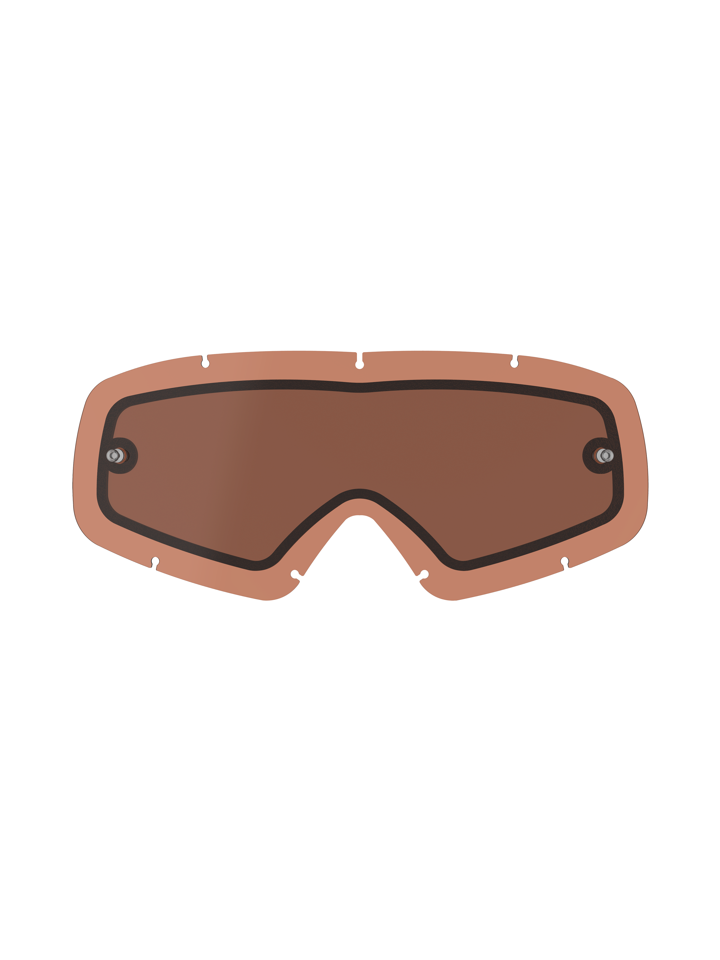 Alpinestars Vision Dual Pane Youth Lens, Copper Rose tinted replacement goggle lens, dual-pane construction with black gasket, integrated tear-off posts, seven-keyhole locking notches, curved polycarbonate for youth motocross and off-road racing