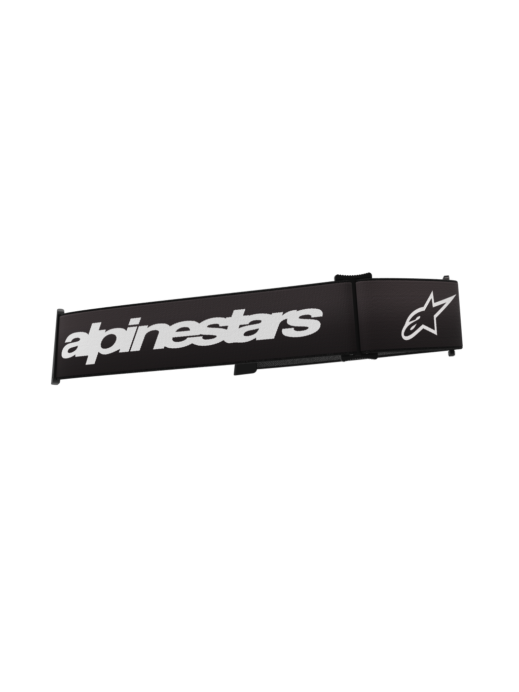 Sangle pour masque Alpinestars Supertech, accessoire pour masque de motocross, noir et blanc, avec lettrage Alpinestars blanc et logo étoile, sangle de remplacement tissée durable pour lunettes de moto tout-terrain