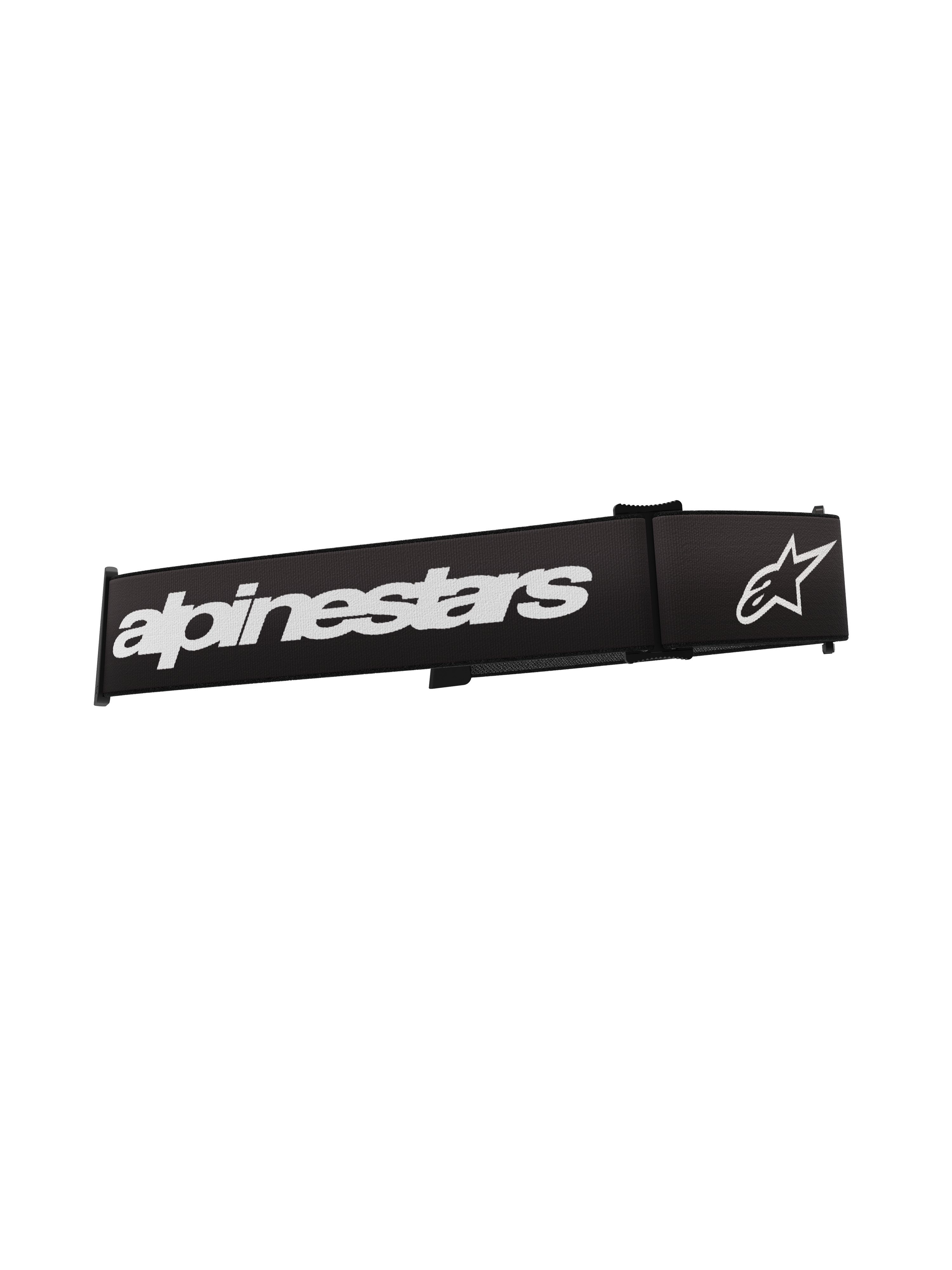 Sangle pour masque Alpinestars Supertech, accessoire pour masque de motocross, noir et blanc, avec lettrage Alpinestars blanc et logo étoile, sangle de remplacement tissée durable pour lunettes de moto tout-terrain