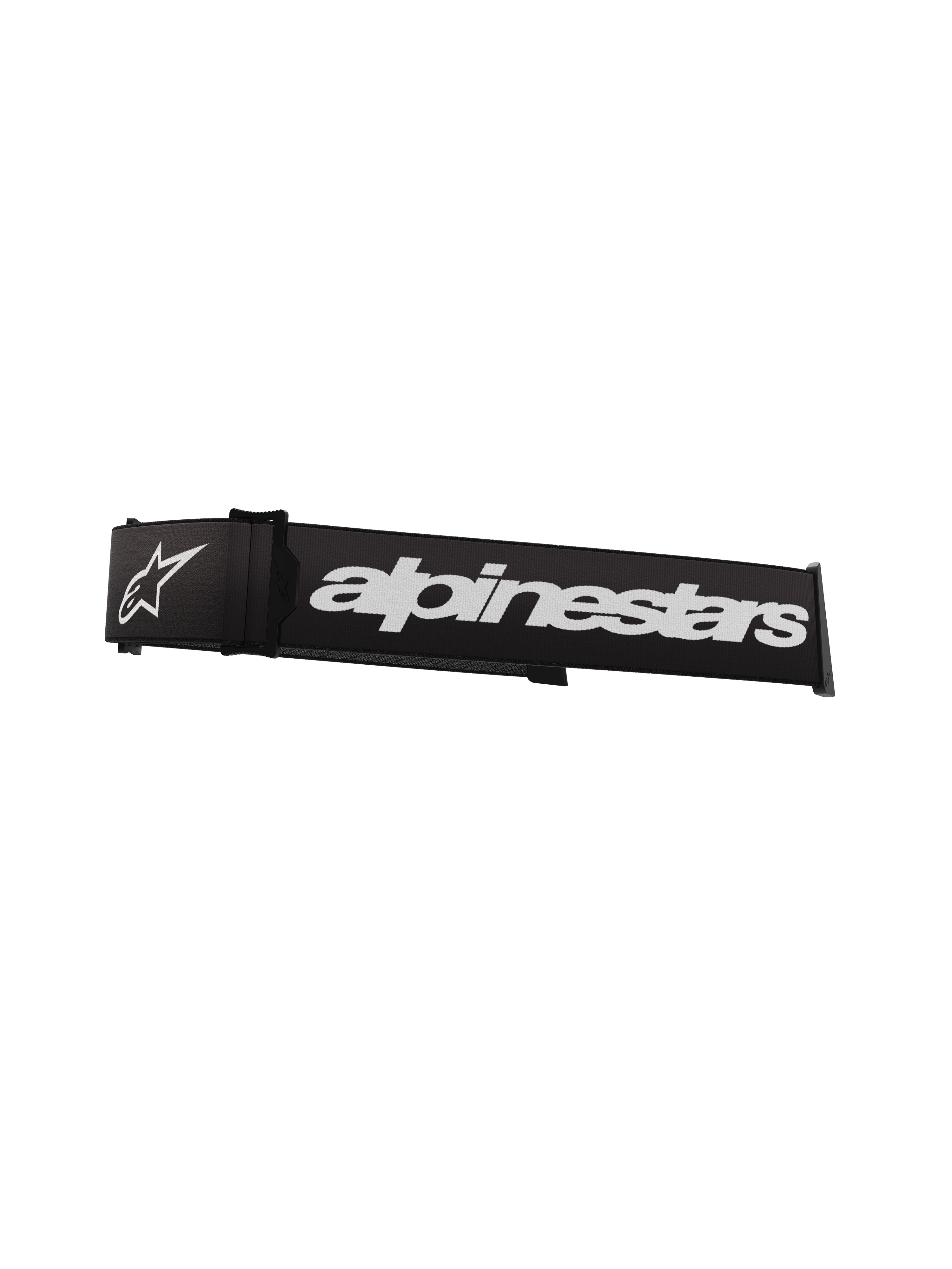 Alpinestars Supertech Goggles Strap, noir et blanc, avec lettrage et logo étoile Alpinestars blancs bien visibles, sangle de remplacement de 45 mm pour masque de motocross avec adhérence en silicone et fixation par clic
