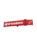 Sangle de lunettes Alpinestars Supertech, sangle de remplacement rouge pour masque de motocross avec logo et texte Alpinestars blancs, clips de réglage noirs, tissu élastique tissé