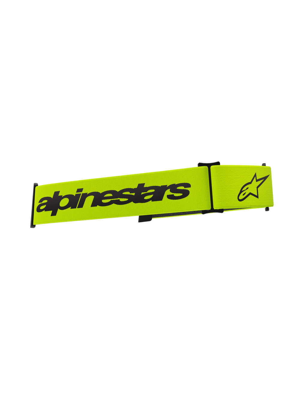 Sangle pour lunettes Alpinestars Supertech, accessoire pour masque de motocross, jaune fluo et noir, avec lettrage Alpinestars et logo étoile noirs, sangle de remplacement pour lunettes tout-terrain