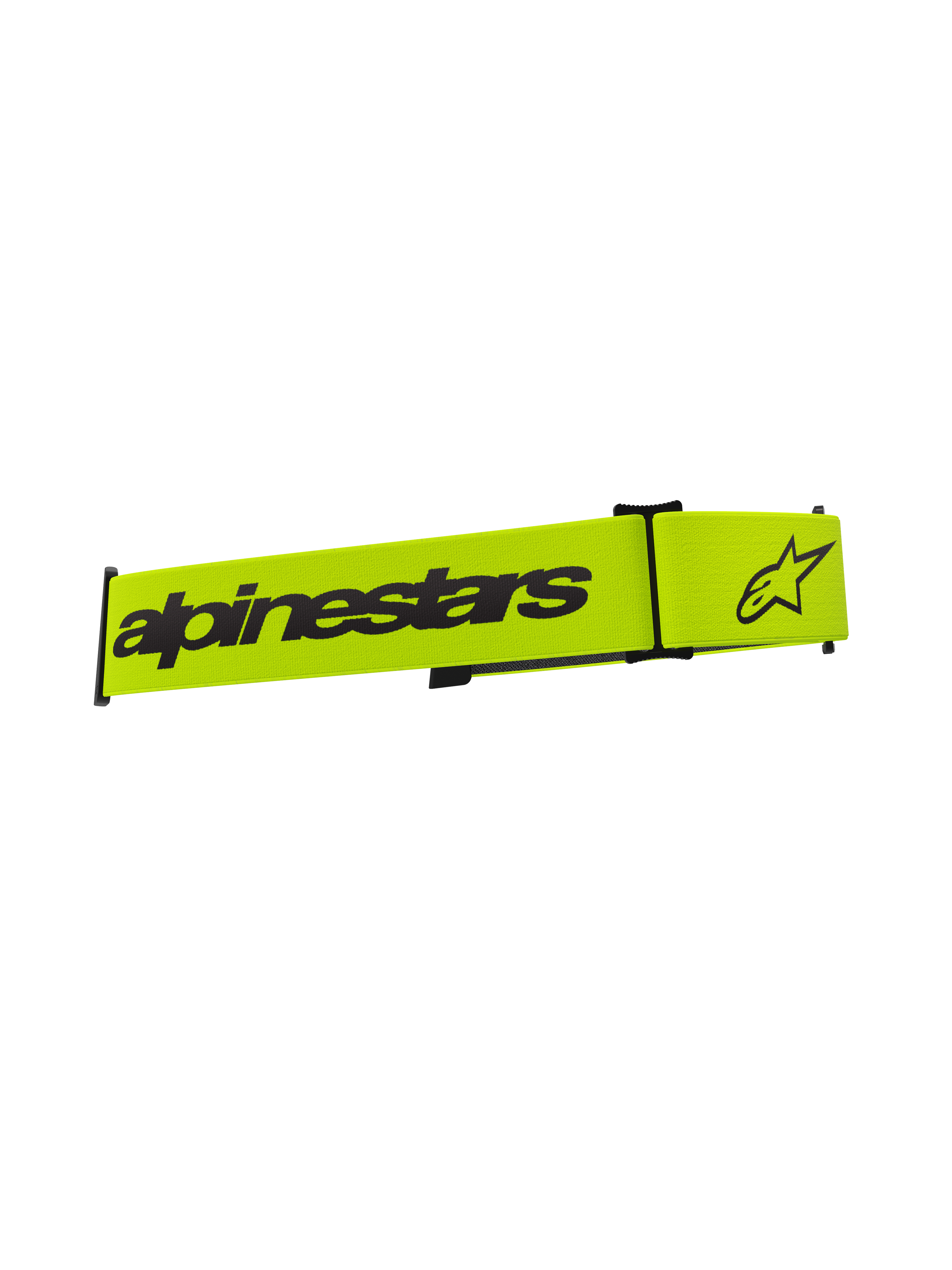 Sangle pour lunettes Alpinestars Supertech, accessoire pour masque de motocross, jaune fluo et noir, avec lettrage Alpinestars et logo étoile noirs, sangle de remplacement pour lunettes tout-terrain