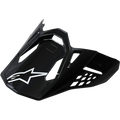 Alpinestars Supertech M10/M8 Visor, Motocross Helmet Visor, Gloss Black with White Star Logo, Aerodynamic Design with Ventilation Cut-Outs