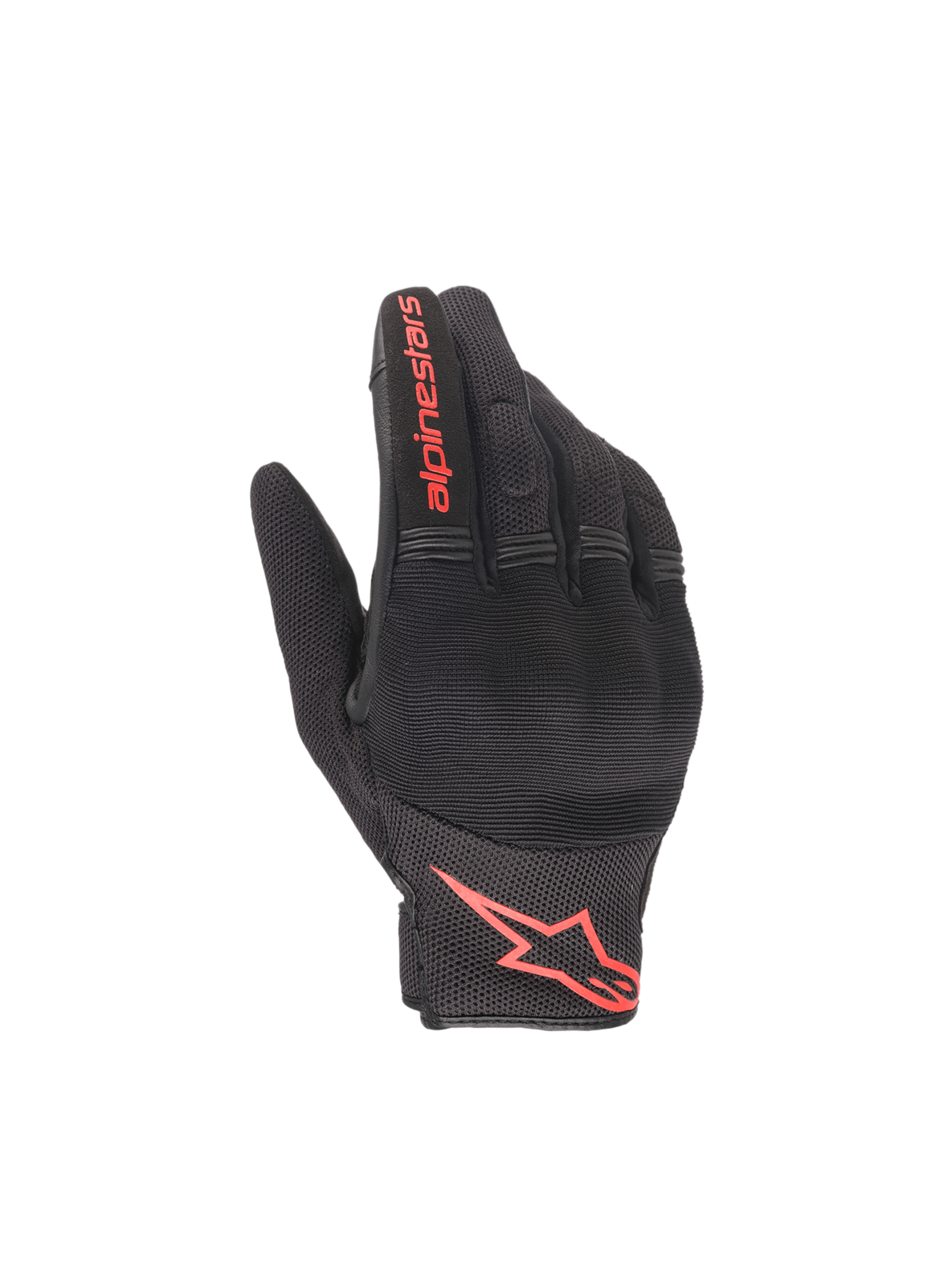 Alpinestars gants Copper, gants de moto urbains noirs et rouges fluo, protection rigide, compatibles écrans tactiles.