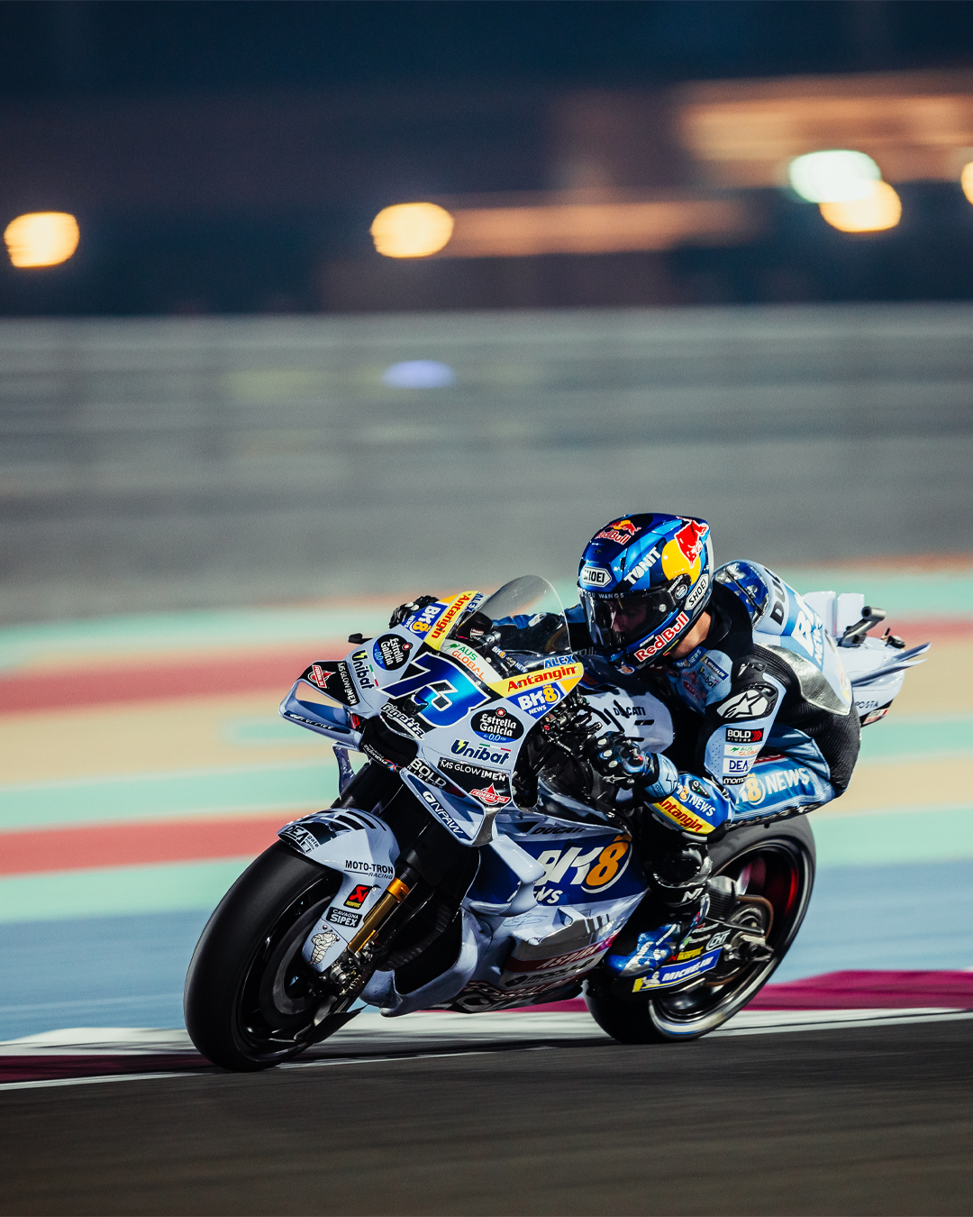 Alex Marquez riding at night