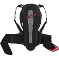 Protection dorsale Alpinestars Nucleon Kr-2, protection dorsale pour moto, noire avec logo étoile rouge, construction en mesh avec panneau central gris, bretelles réglables et ceinture lombaire, conception ergonomique avec rembourrages latéraux perforés
