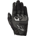 Gants Alpinestars Stella SMX-1 Air V2 pour femme, noirs, gants de moto avec cuir perforé et mesh respirant, protection des articulations de style fibre de carbone, logos étoiles Alpinestars blancs, design sport à manchette courte