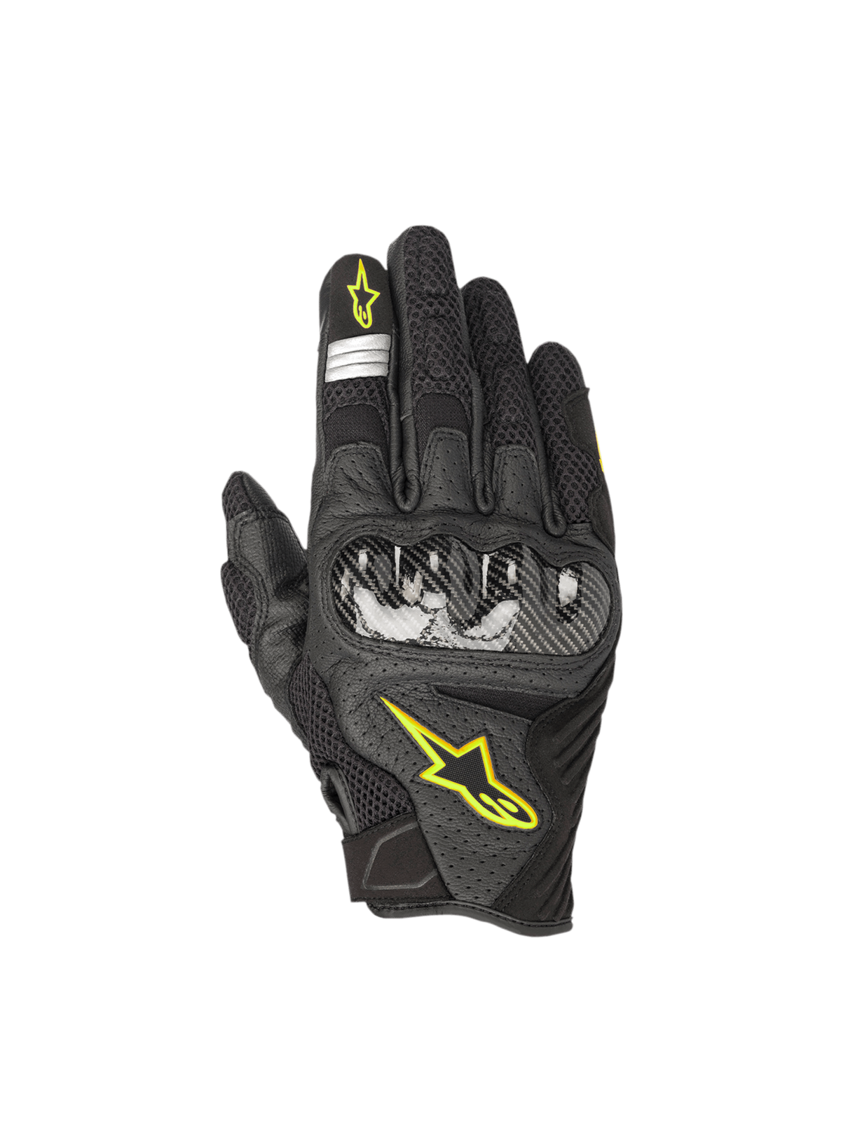 Alpinestars SMX-1 Air V2, gants de moto homme, noirs et jaune fluo, en cuir et mesh, protections articulaires, certifiés CE