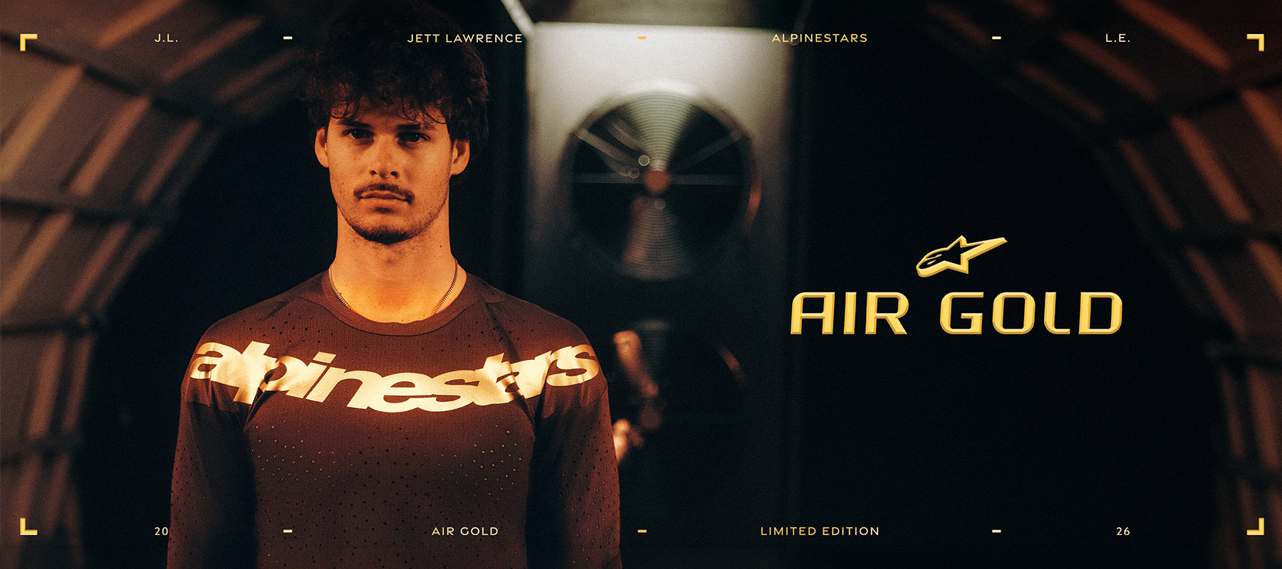 Alpinestars Limited Edition Supertech Air Gold Jersey AND Pants AND Tech 10 Boots, brown and gold MX gear on Jett Lawrence.