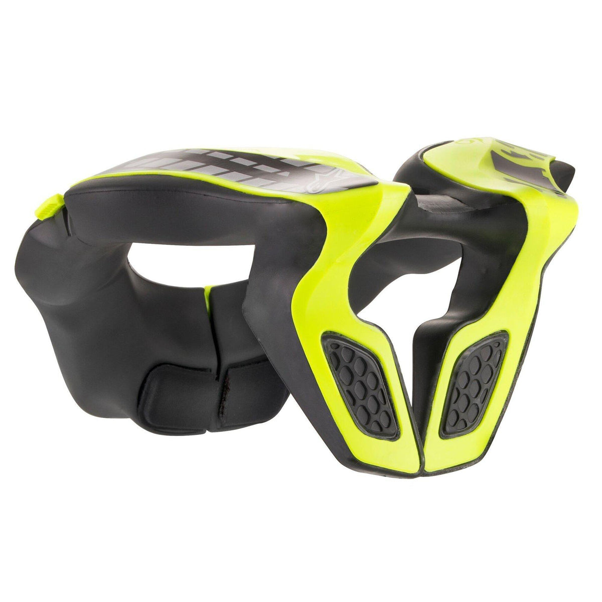Alpinestars Youth Neck Support, protection cervicale de motocross, noir et jaune fluo, dotée d'un cadre en polymère injecté jaune vif avec rembourrage en mousse EVA noire, design ergonomique incurvé pour jeunes pilotes, équipement de sécurité tout-terrain et motocross