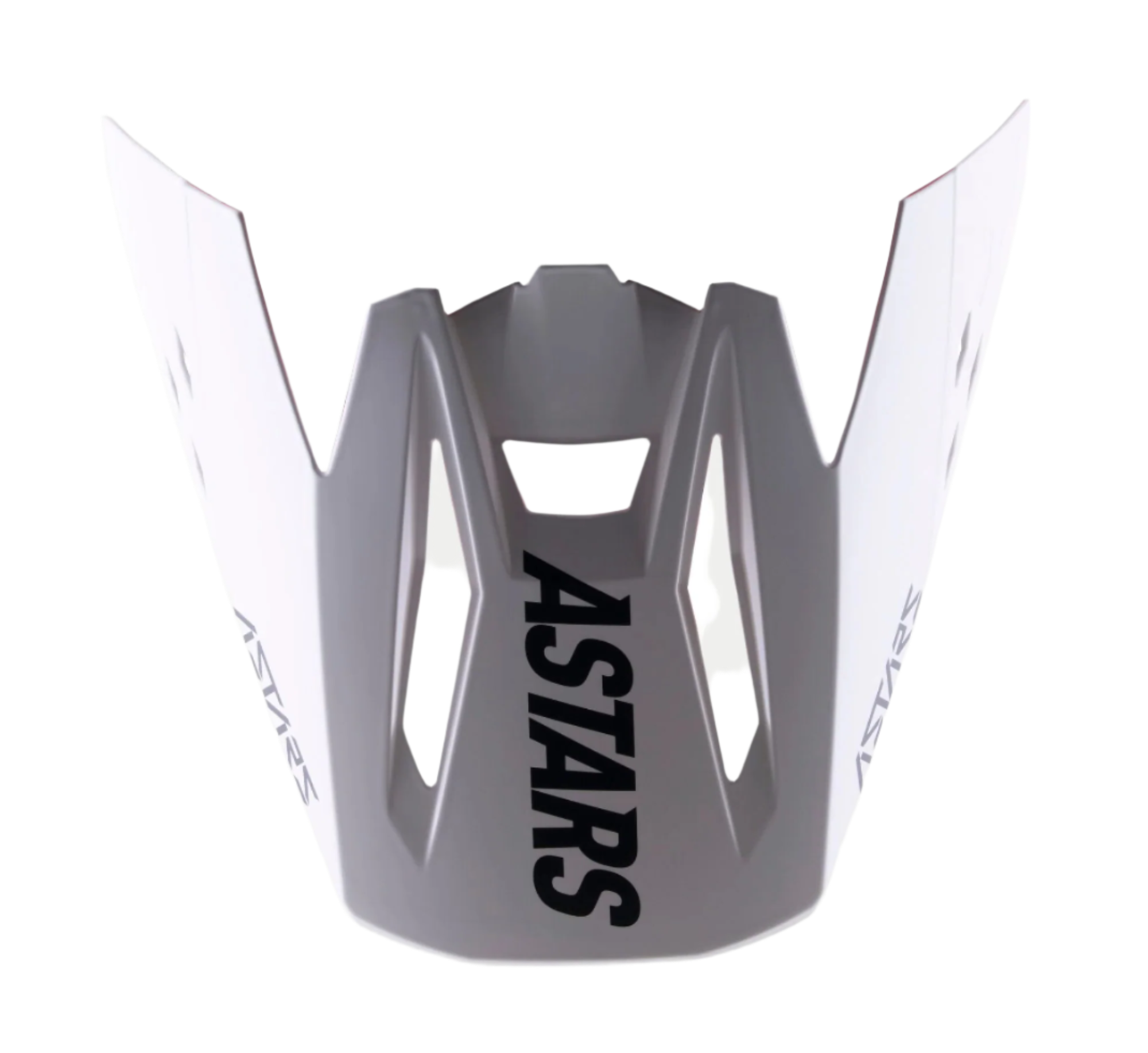Visière Alpinestars S-M5 Rayon, accessoire pour casque, blanc mat, avec marquage ASTARS noir sur le devant, découpes de ventilation aérodynamiques, construction en plastique moulé avec précision pour casques de motocross SM5