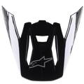 Visière de casque Alpinestars S-M5 Venture, accessoire de casque de motocross, noir brillant, visière de remplacement avec logo Alpinestars argenté à l'avant et marquage blanc sur les côtés, plastique durable avec finition brillante pour le tout-terrain.