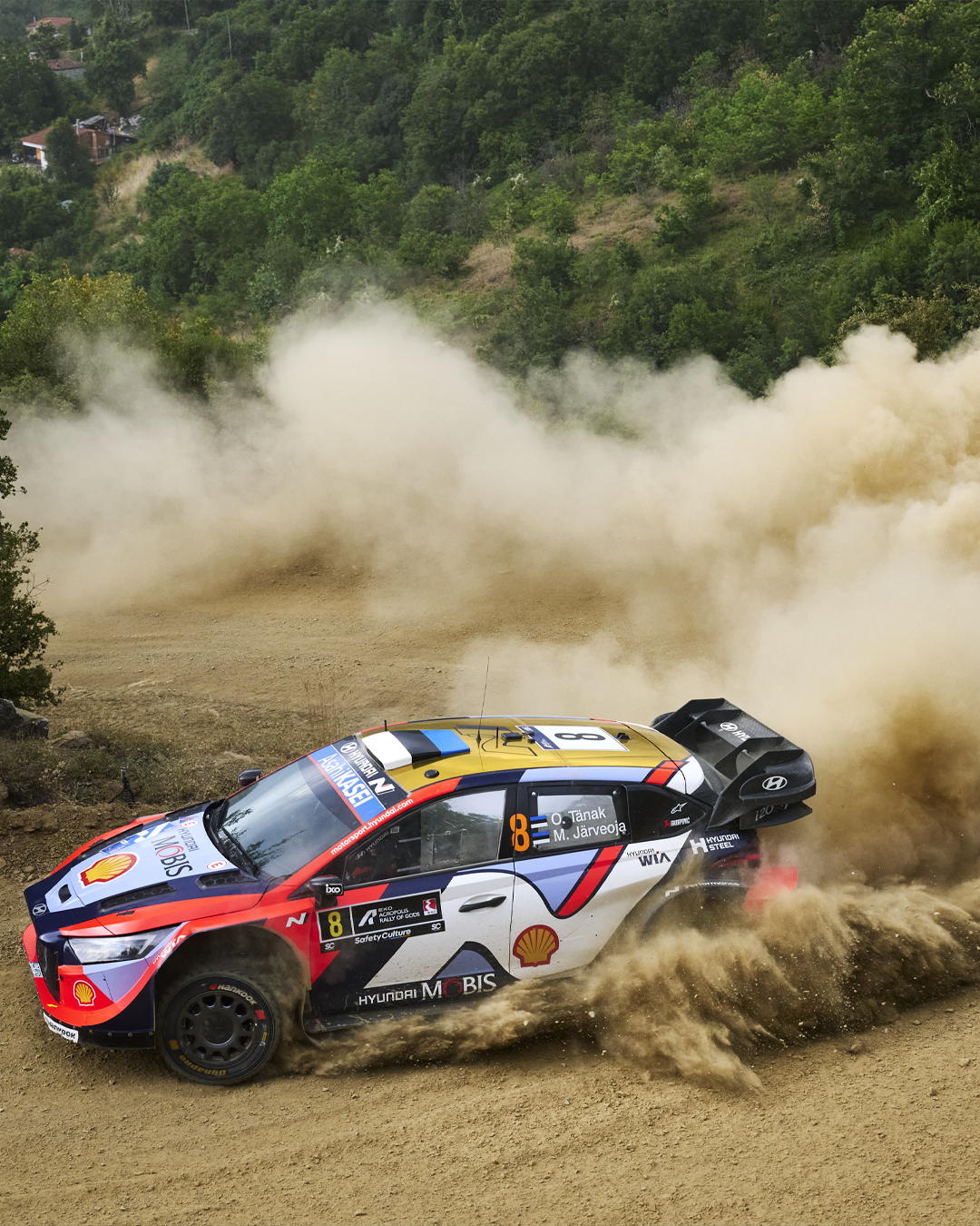 Ott Tanak driving a sharp turn