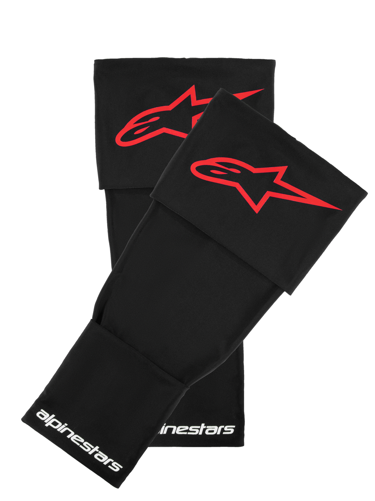 Manchon pour genouillère Alpinestars RK-S, noir avec logo étoile rouge, accessoire d'équipement de protection moto, marquage Alpinestars blanc