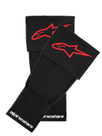 Manchon pour genouillère Alpinestars RK-S, noir avec logo étoile rouge, accessoire d'équipement de protection moto, marquage Alpinestars blanc
