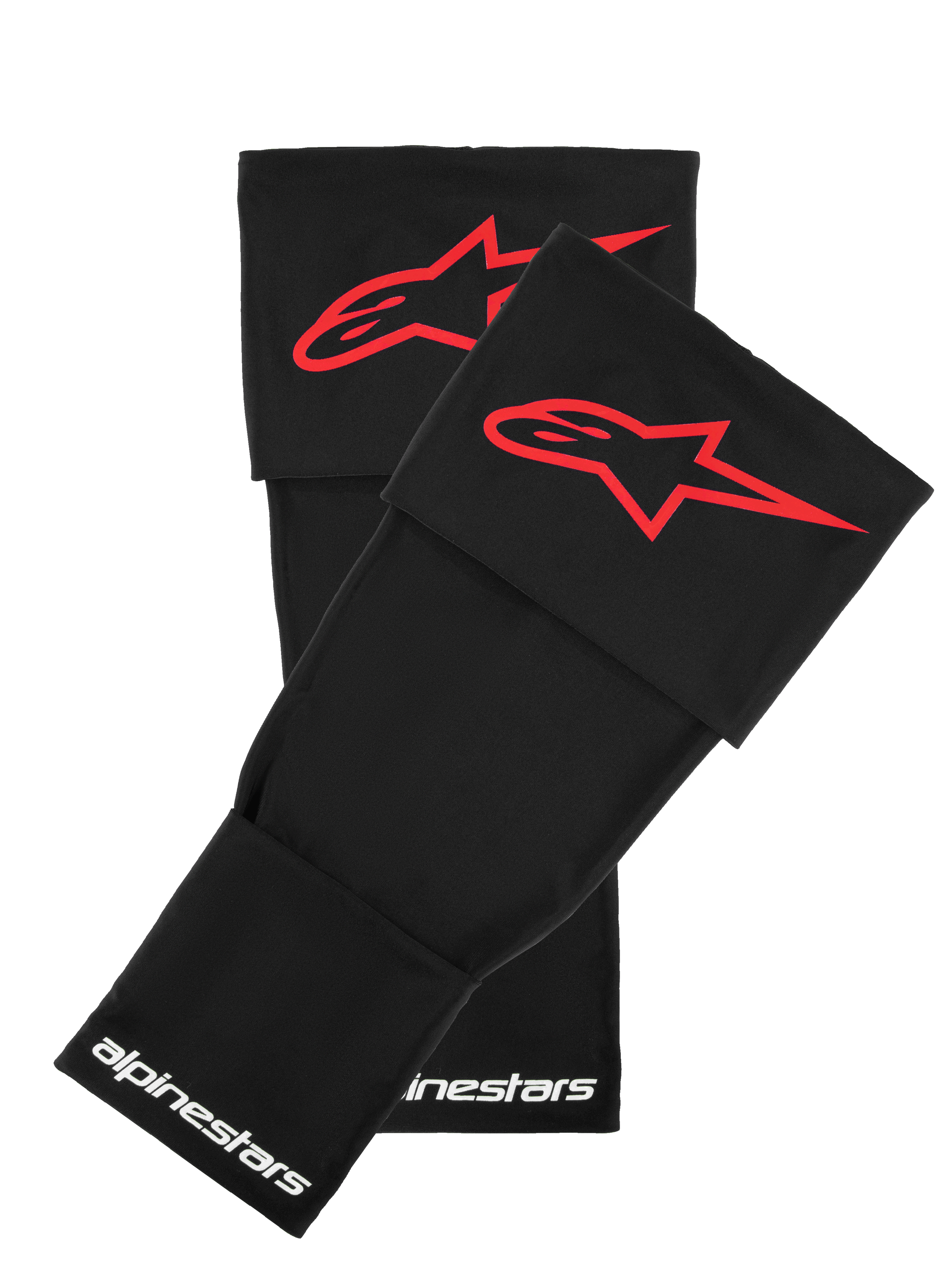 Manchon pour genouillère Alpinestars RK-S, noir avec logo étoile rouge, accessoire d'équipement de protection moto, marquage Alpinestars blanc