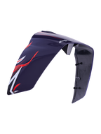 Alpinestars Supertech R10 Flyte Race Spoiler, Helmet Accessory, Purple Red Glossy, featuring red and white aerodynamic graphics and Alpinestars branding, sleek glossy plastic construction with visible mounting points on the interior, replacement part for racing helmets.