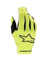 Alpinestars Gants Radar 2025, gants de motocross pour le tout-terrain, jaune fluo et noir, conception monocouche légère, paume en daim synthétique