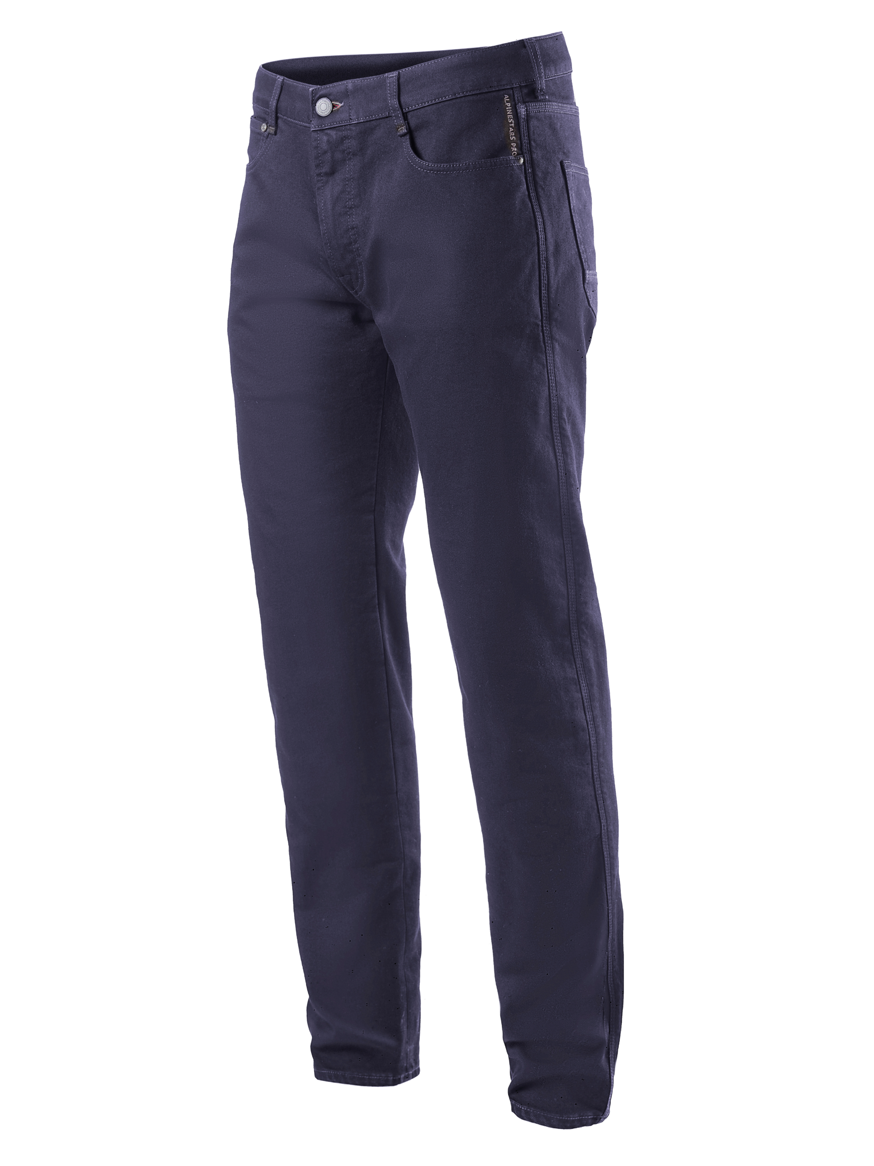 Alpinestars Copper V2 Denim Pants Longueur Courte, pantalon de moto en denim, Rinse Blue, coupe droite classique, fermeture par bouton et zip, poches avant avec poche à monnaie, passants de ceinture, construction en denim résistant