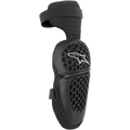 Genouillères Alpinestars Youth Bionic Plus, noires, protection pour motocross et tout-terrain, coque à motif alvéolé avec logo étoile blanc, fermeture à double sangle ajustable, doublure en mesh 3D pour la ventilation