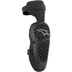 Genouillères Alpinestars Youth Bionic Plus, noires, protection pour motocross et tout-terrain, coque à motif alvéolé avec logo étoile blanc, fermeture à double sangle ajustable, doublure en mesh 3D pour la ventilation