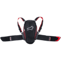 Alpinestars Youth Nucleon Kr-Y, protection dorsale pour enfant, noir et rouge, plaque perforée ergonomique avec logo blanc, accents latéraux en maille rouge, bretelles réglables et large ceinture rénale élastique, équipement de protection moto pour jeunes pilotes