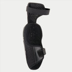 Alpinestars Youth Bionic Plus Knee Protector, noir, illustrant la doublure intérieure en mesh et le système de fermeture à double sangle, conception ergonomique pour la protection motocross tout-terrain
