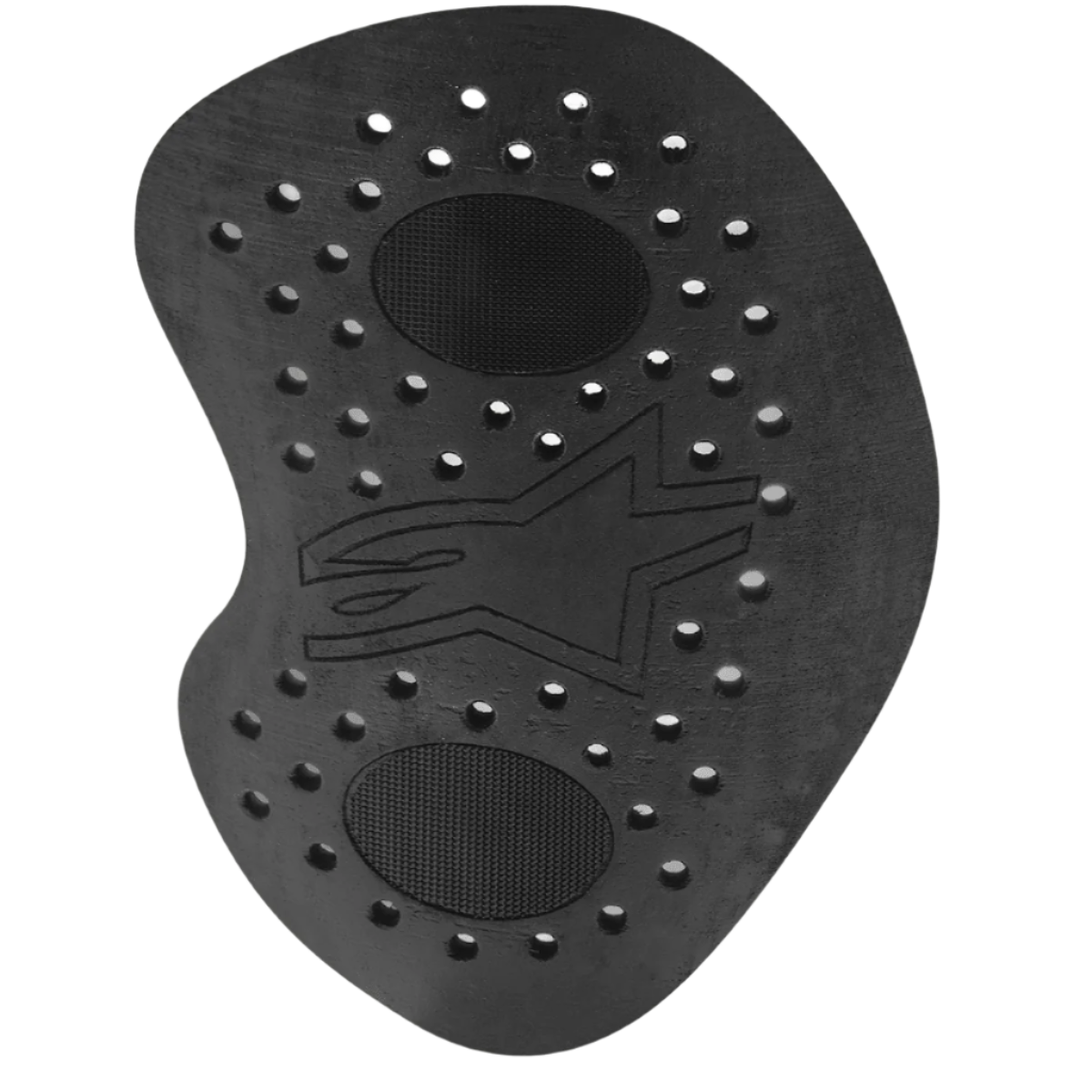 Alpinestars Nucleon KR-H Hip Protector, Black motorcycle armor insert, perforated foam design with embossed star logo, ergonomic shape for impact protection and ventilation