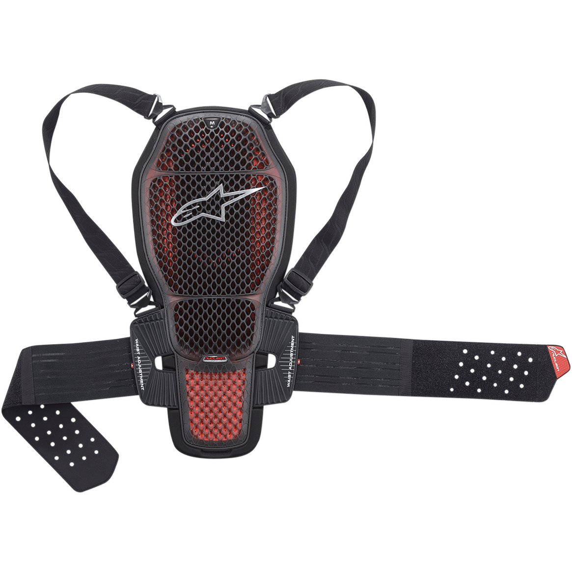 Alpinestars Nucleon KR-1 Cell Back Protector, protection dorsale pour moto, fumé transparent et rouge, coque en treillis de plastique rigide, bretelles ajustables et ceinture lombaire, construction en maille respirante et mousse Bio-Foam